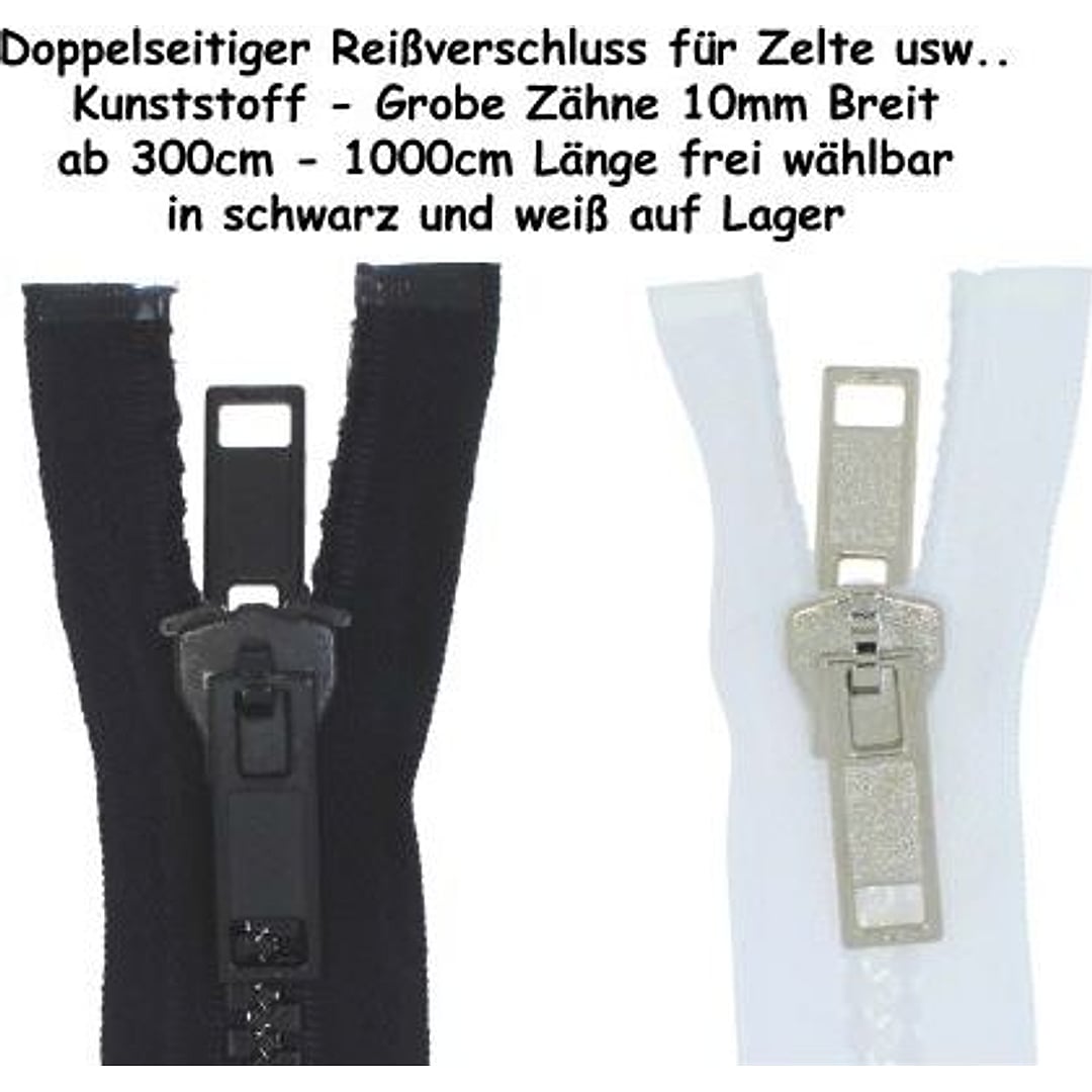 beidseitiger Reißverschluss teilbar Kunststoff GROB mit Doppelschieber bis zu 10 Meter