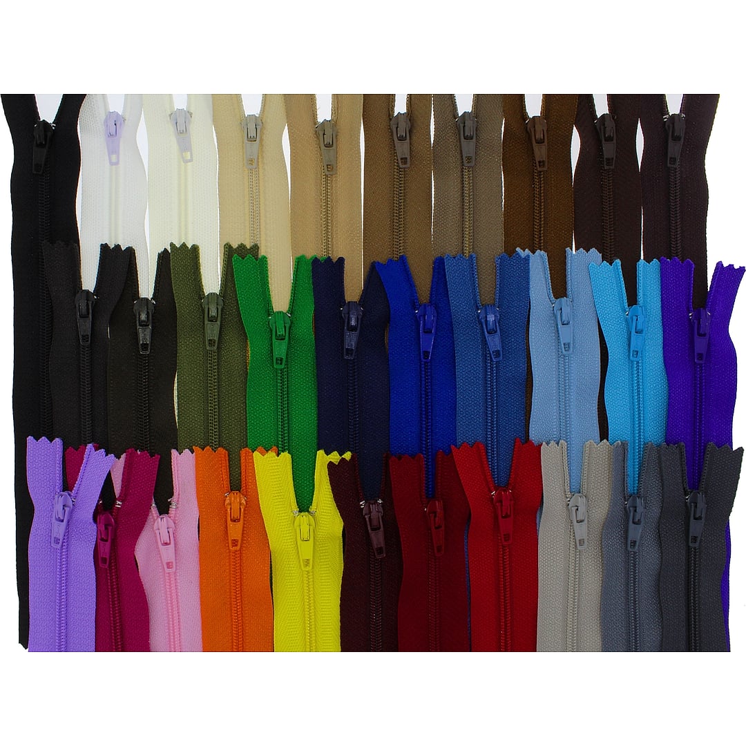 Nylon Reißverschlüsse fein 3mm Spiralschiene, 60 Stück
