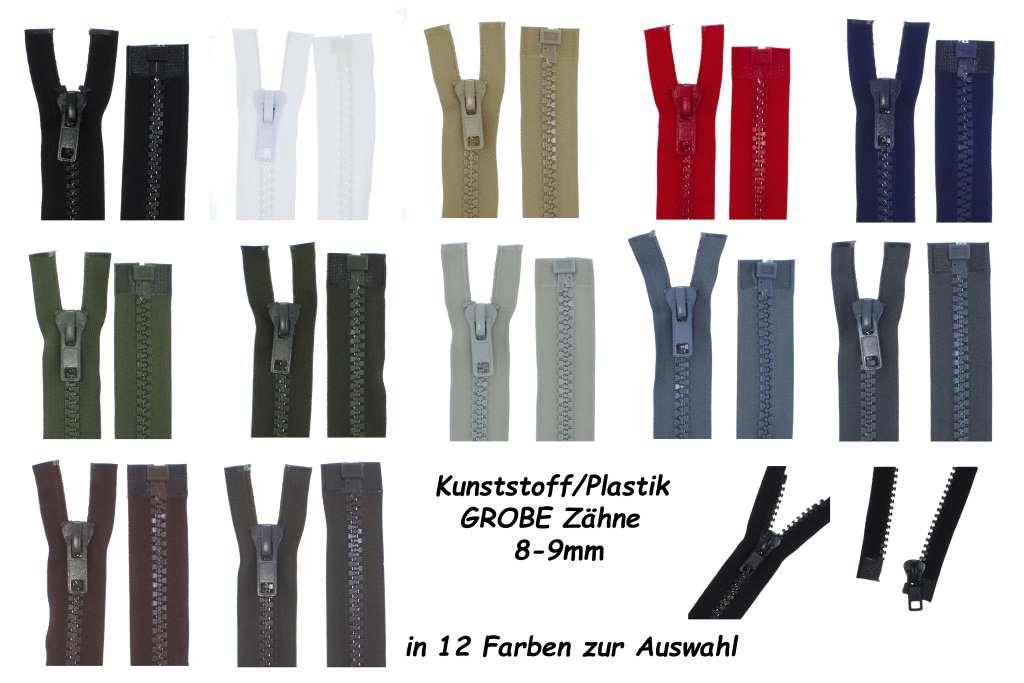 Reißverschluss Plastik Kunststoff GROBE Zähne #10 für Leder und Motorradjacken, teilbar