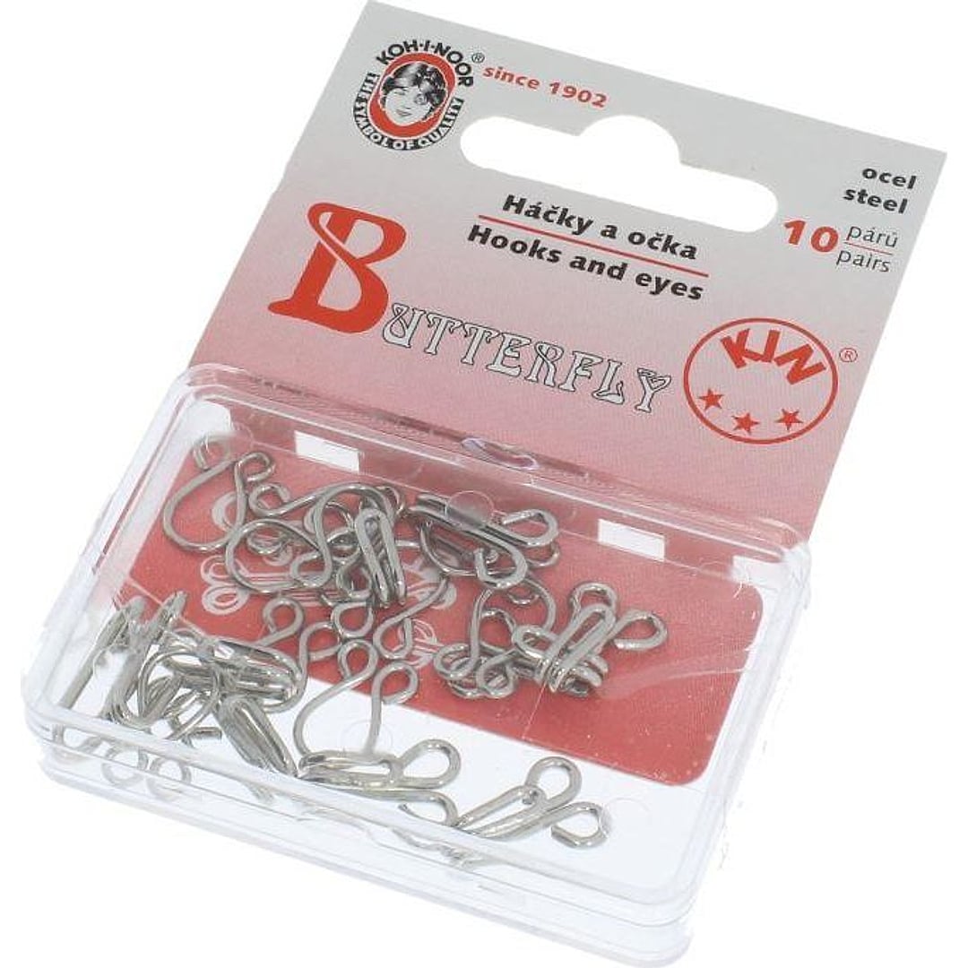 Haken und Augen Ösen bzw. BH Verschluss, 10 Paar / Packung – Farbe Silber