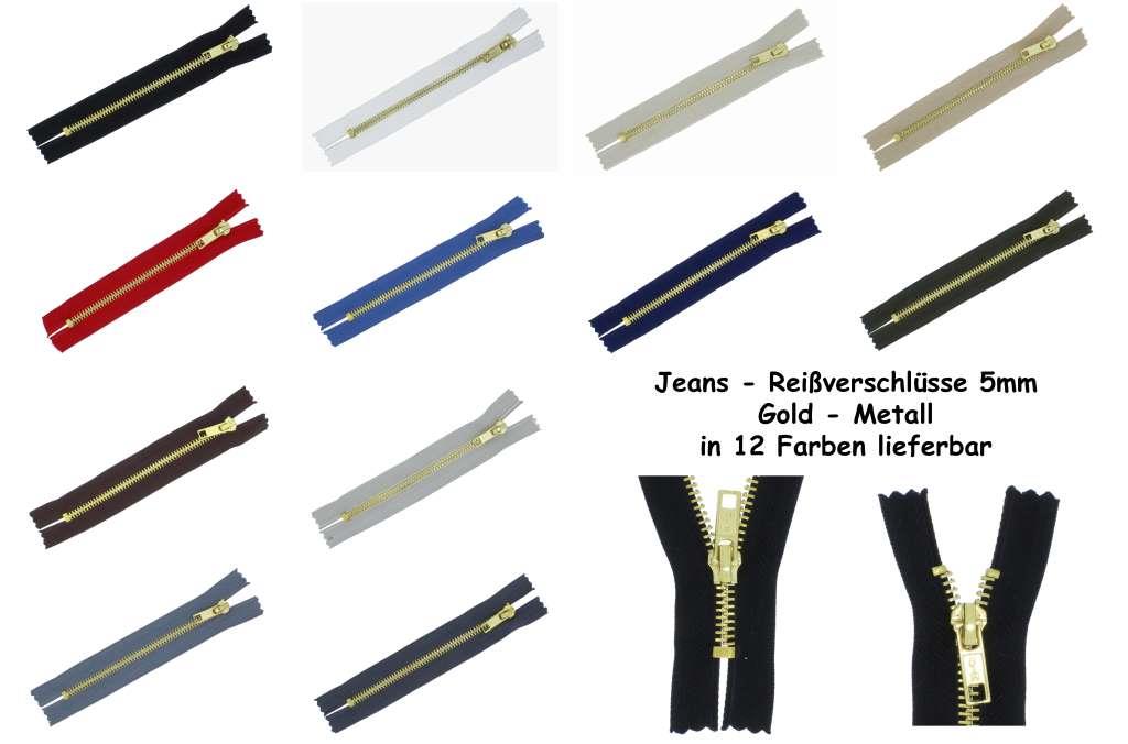 Jeans Reißverschluss Metall Gold #5, nicht teilbar