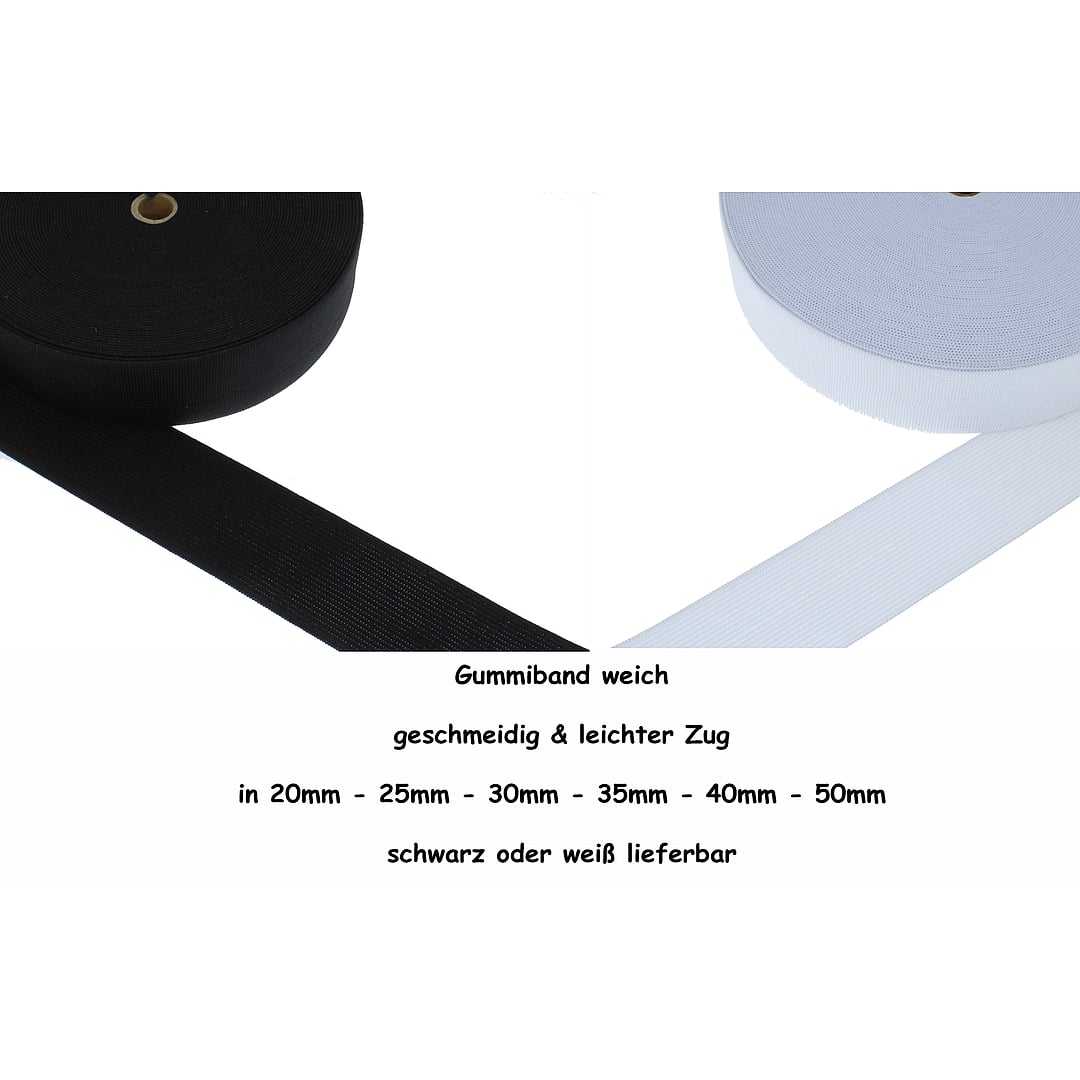 Gummiband weich Gummilitze gewebt leichter Zug, meterware
