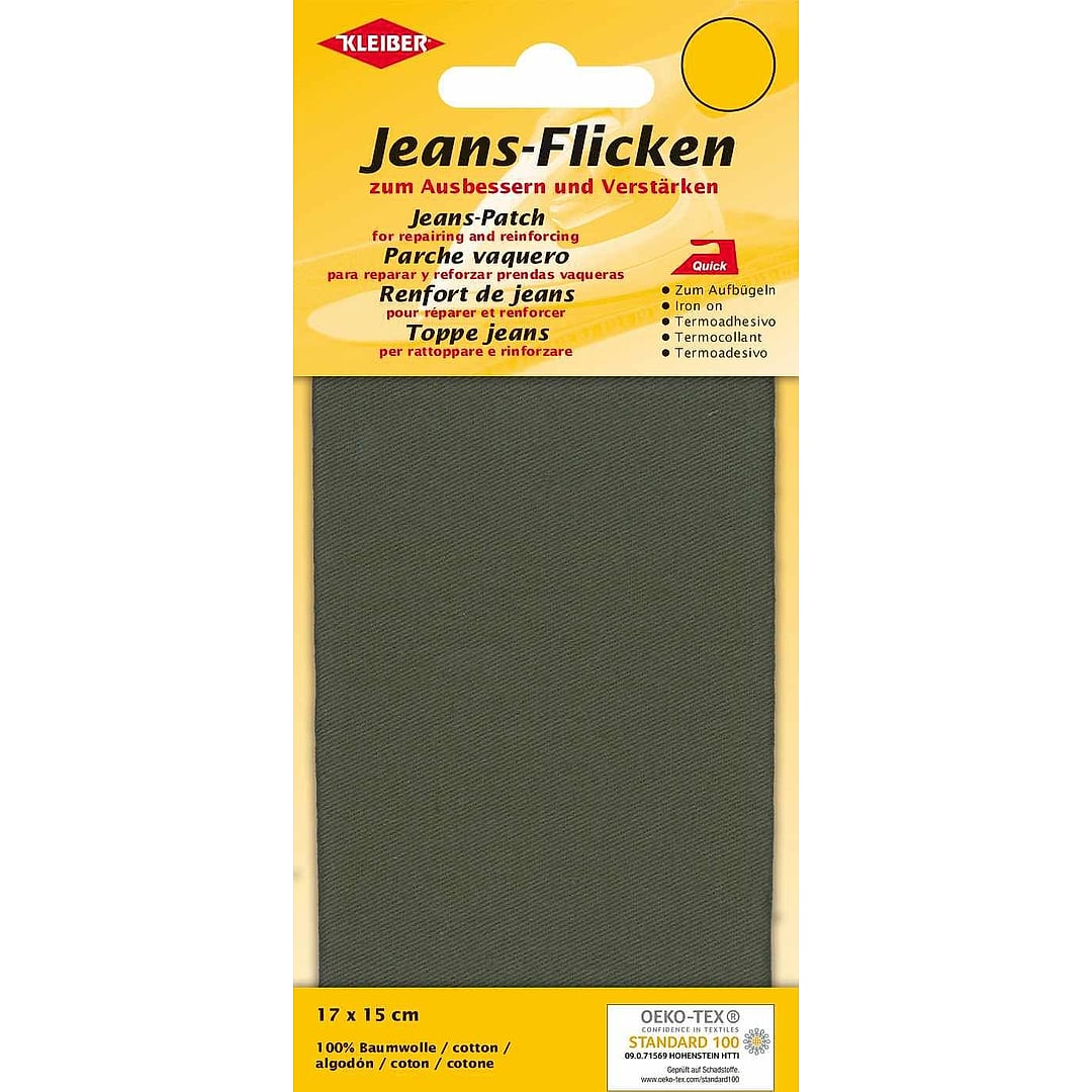 (113,46€ / m²) Jeans-Flicken zum Aufbügeln 342 – Farbe -oliv-