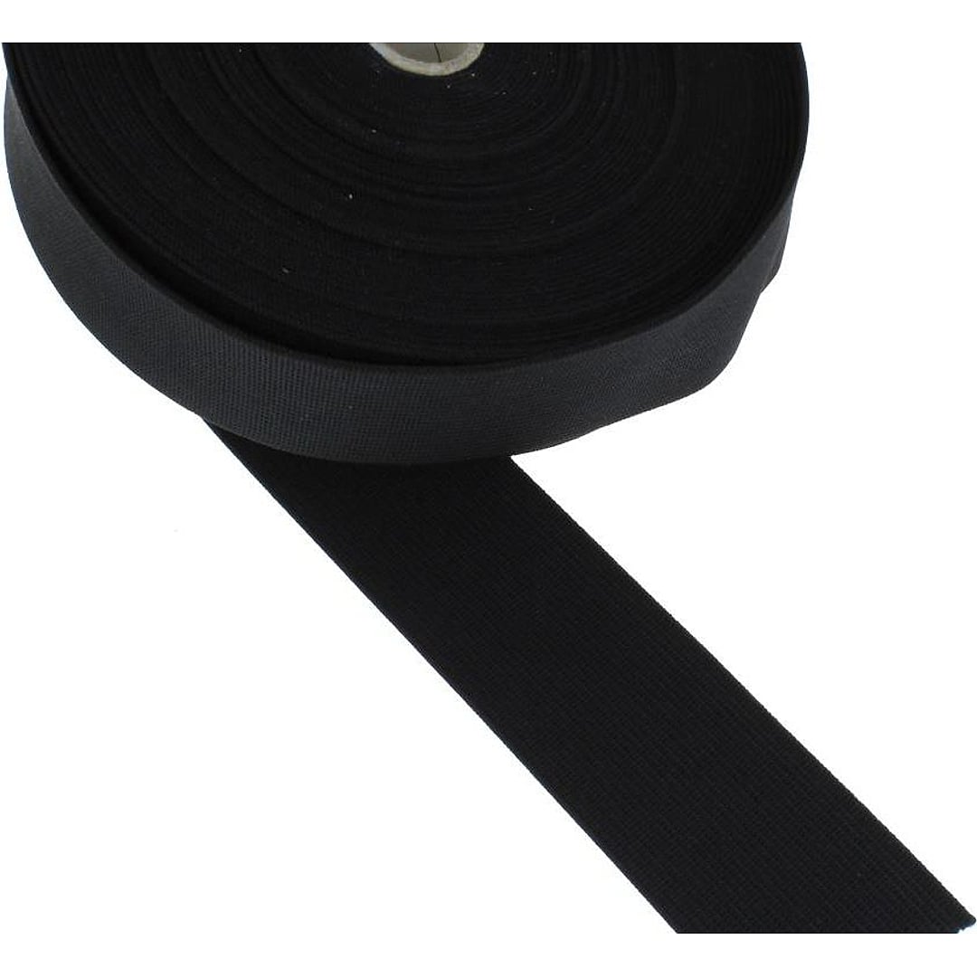 Gummiband hart Gummilitze gewebt straffer Zug, meterware – Farbe schwarz - 322