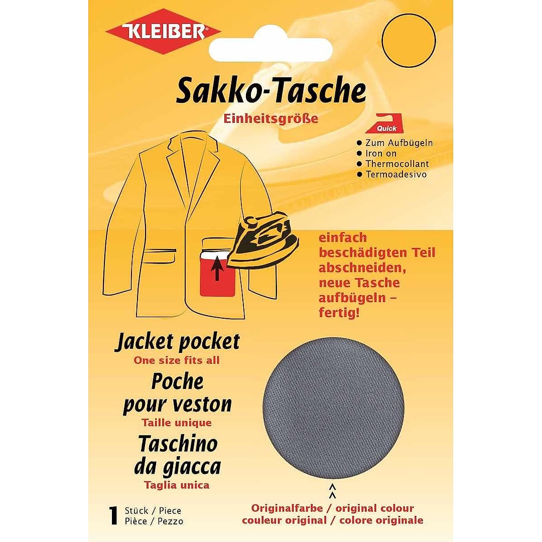 Sakkotasche zum Aufbügeln, 1 Stück – Farbe -dunkelgrau-