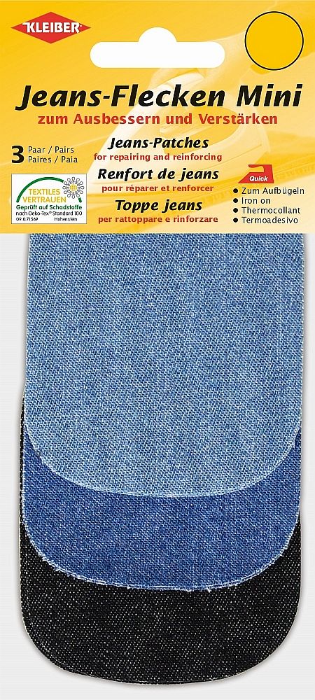 3 Paar Mini Jeans-Flicken zum Aufbügeln