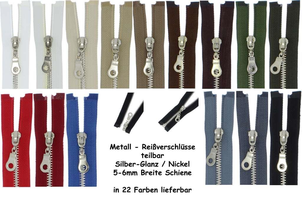 Reißverschluss Metall Silber Nickel #5, teilbar