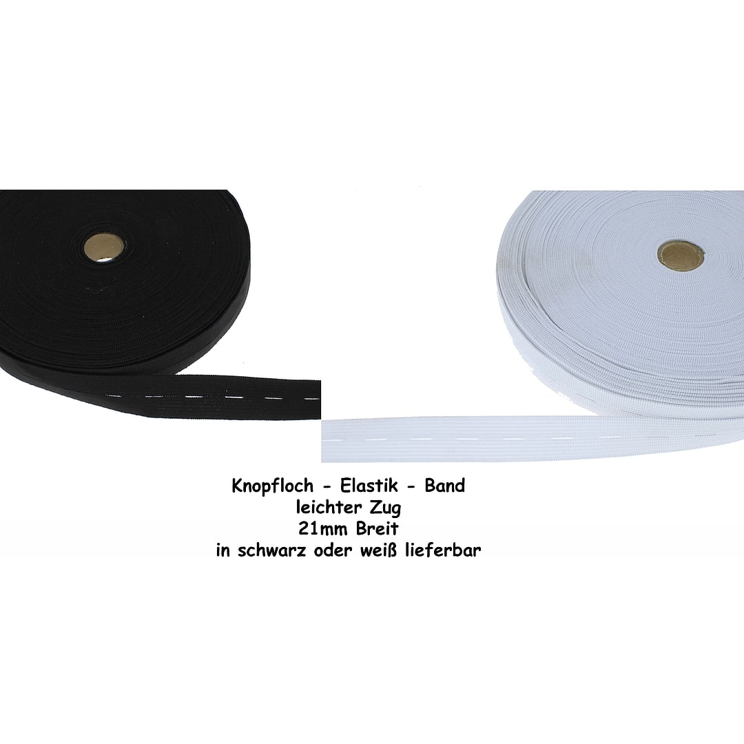 Knopfloch Elastic Band - Lochgummi Gummiband leichter Zug, meterware