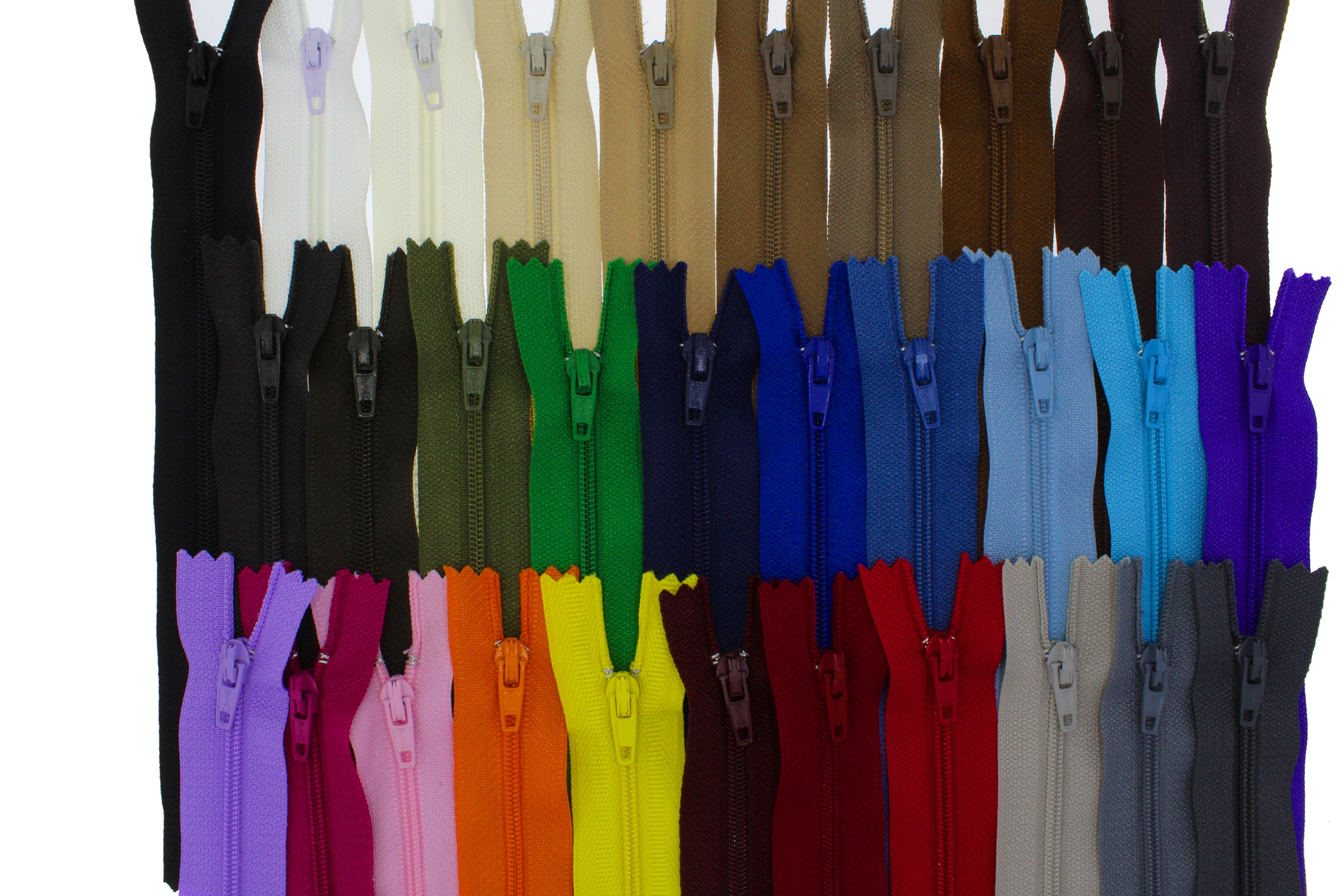 Nylon Reißverschlüsse fein 3mm Spiralschiene, 60 Stück