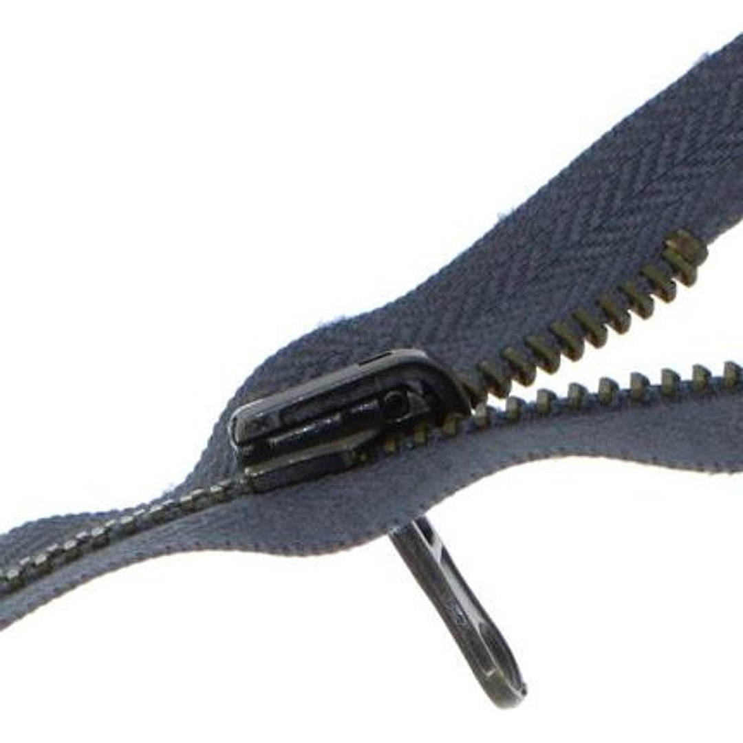 WENDE Reißverschluss Metall Brüniert Altmessing #5, teilbar – Farbe dunkelgrau - 312