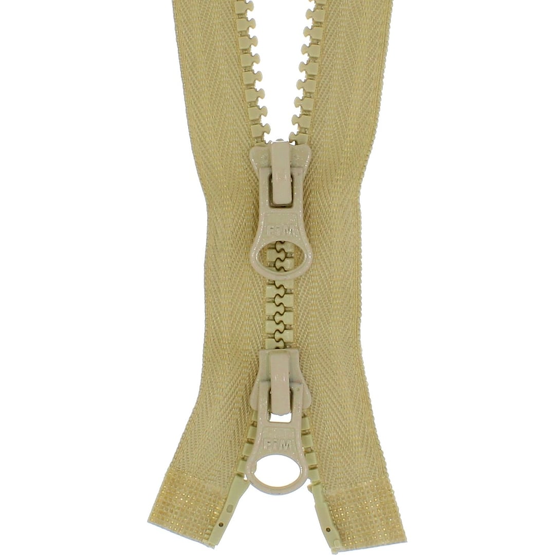 2 Wege Reißverschluss Plastik Kunststoff Krampe Zähne #5, teilbar – Farbe mittelbeige - 308