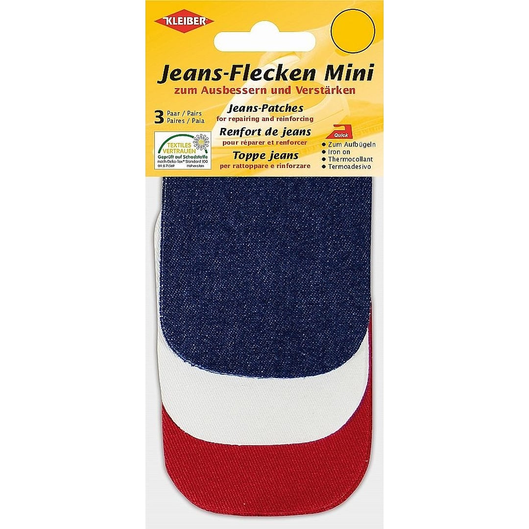 3 Paar Mini Jeans-Flicken zum Aufbügeln – Farbe 349-03