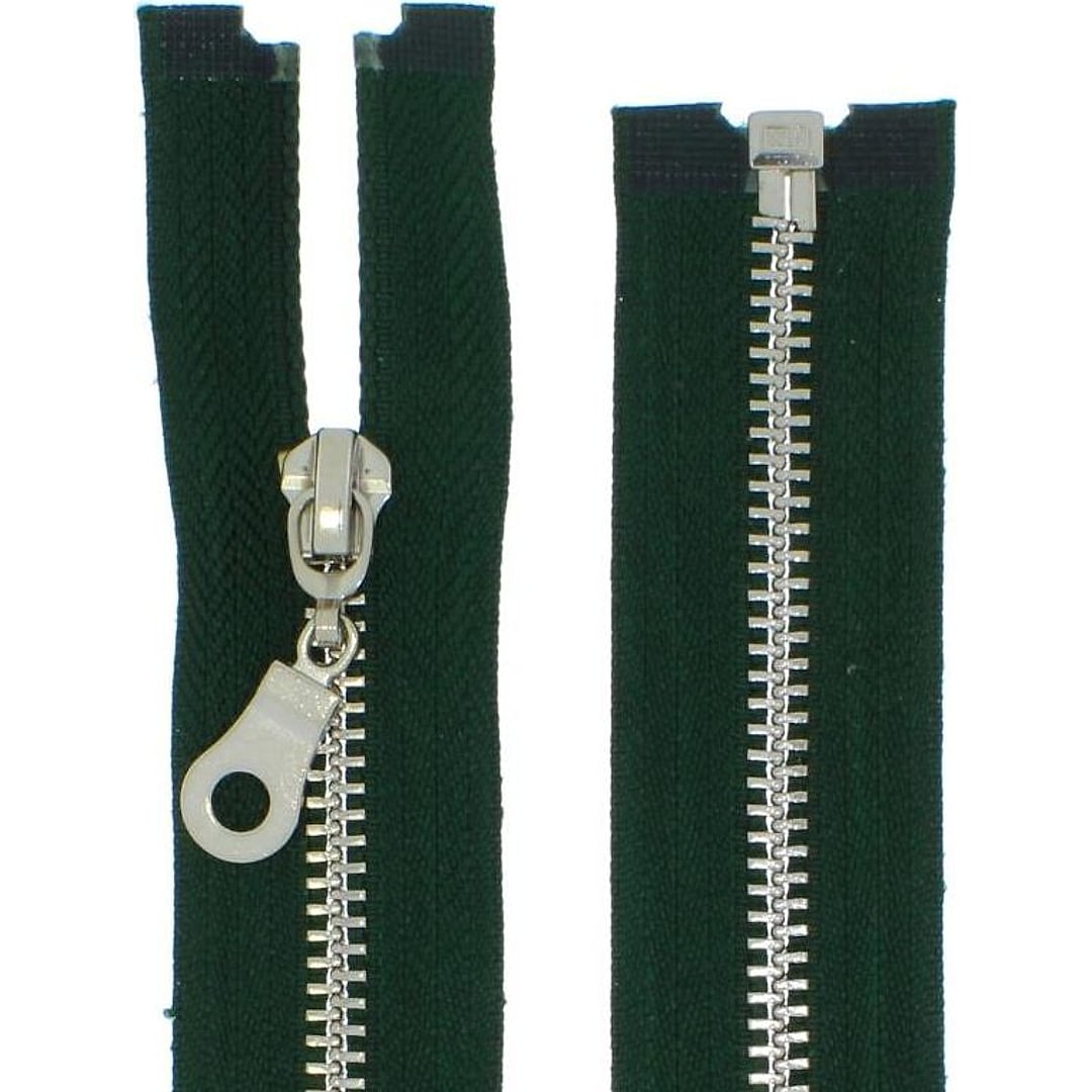 Reißverschluss Metall Silber Nickel #5, teilbar – Farbe dunkelgrün - 273