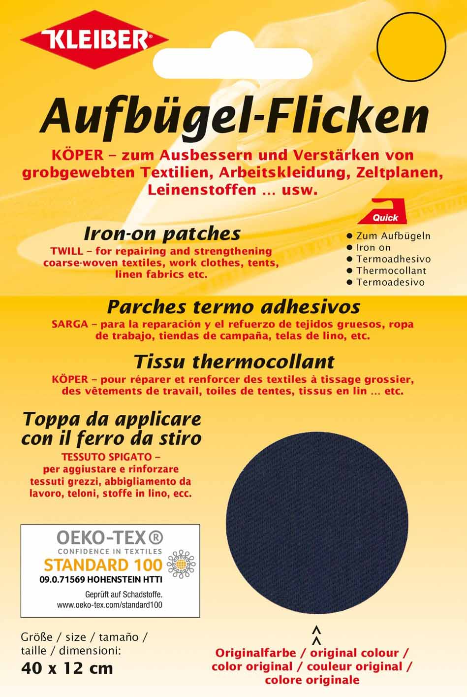 (82,29€/m²) Aufbügel-Flicken KÖPER zum Aufbügeln Patches Baumwolle für grobe Textilien