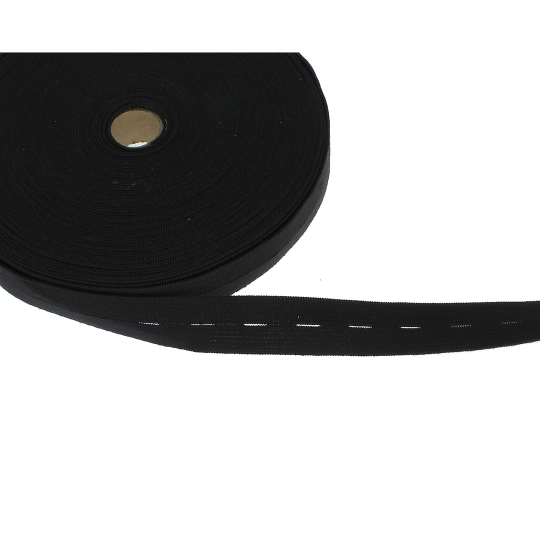 Knopfloch Elastic Band - Lochgummi Gummiband leichter Zug, meterware – Farbe schwarz - 322