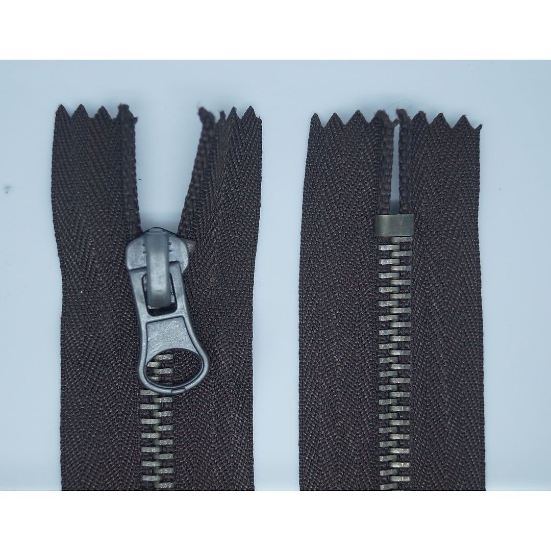 Taschen Reißverschluss Metall Altsilber #5, nicht teilbar – Farbe mittelbraun - 304