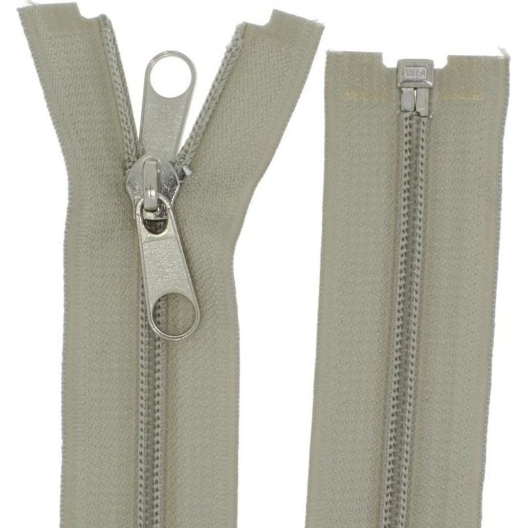 Reißverschluss mit Doppelseitigem Zipper Plastik Spiral bis 150cm teilbar #5 – Farbe hellgrau - 310
