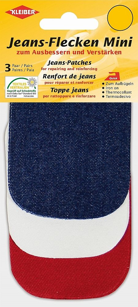 3 Paar Mini Jeans-Flicken zum Aufbügeln