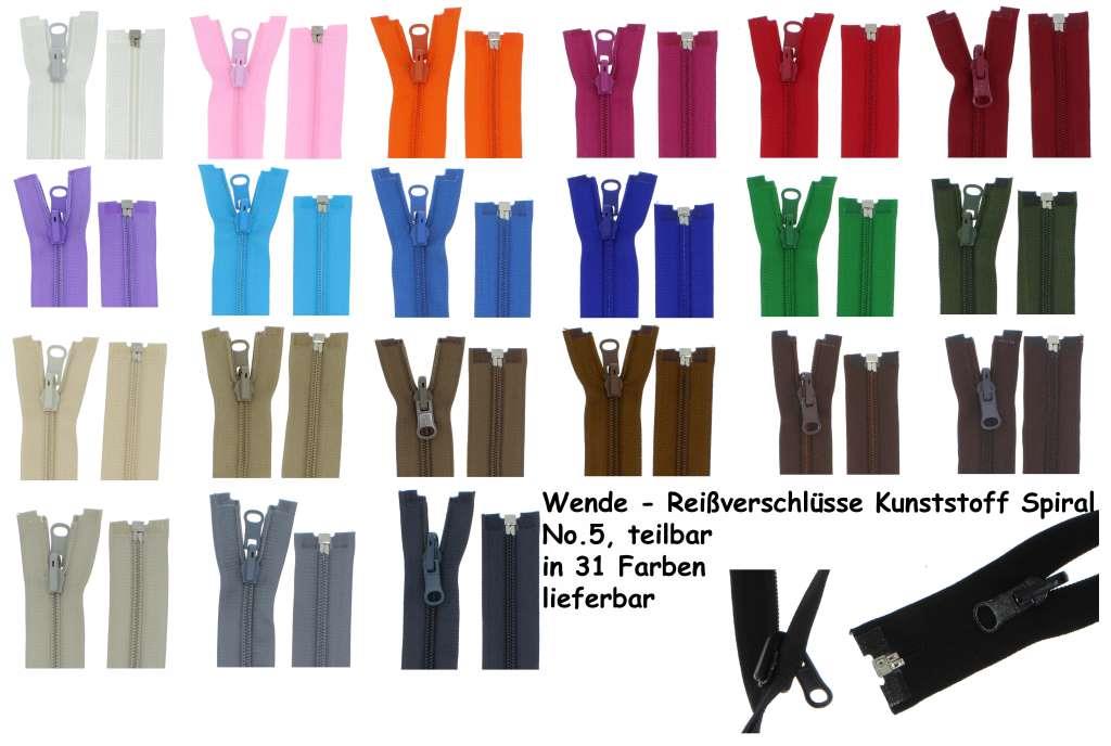 WENDE Reißverschluss Plastik (Kunststoff) Spiral Perlon #5, teilbar