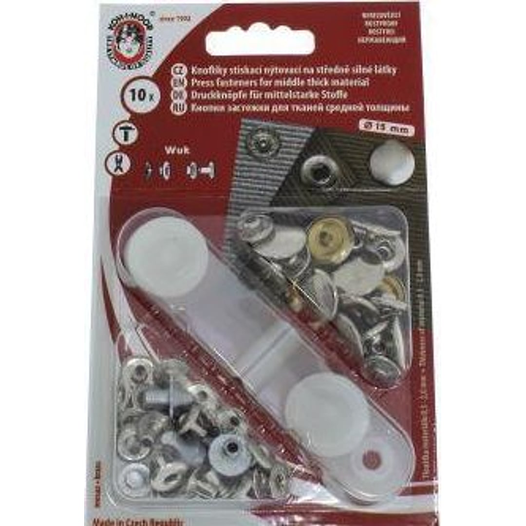 Kohinoor Druckknöpfe Anorak Jacken mit Werkzeug 15mm – Farbe Silber