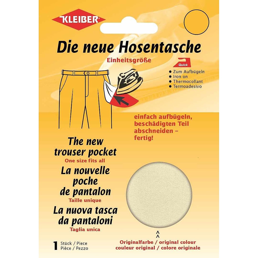 Hosentasche zum Aufbügeln, 1 Stück – Farbe -beige-