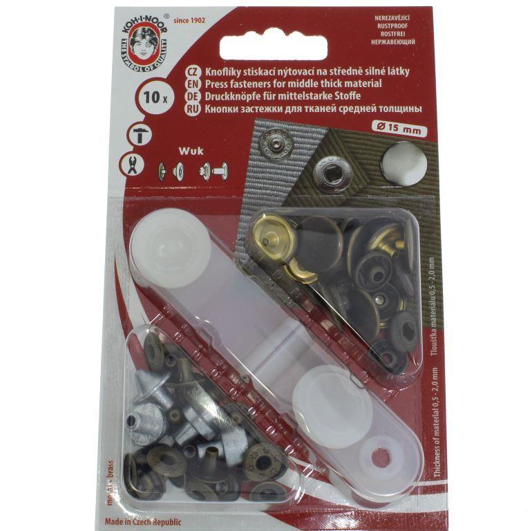 10 Knöpfe Kohinoor Druckknöpfe Sport & Camping mit Werkzeug 15mm